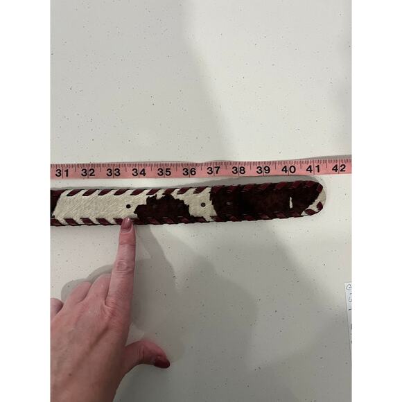 Gap Genuine Cowhide Hair Western Cowboy Style Pony Fur Cow Leather Belt Size M - Picture 9 of 16
